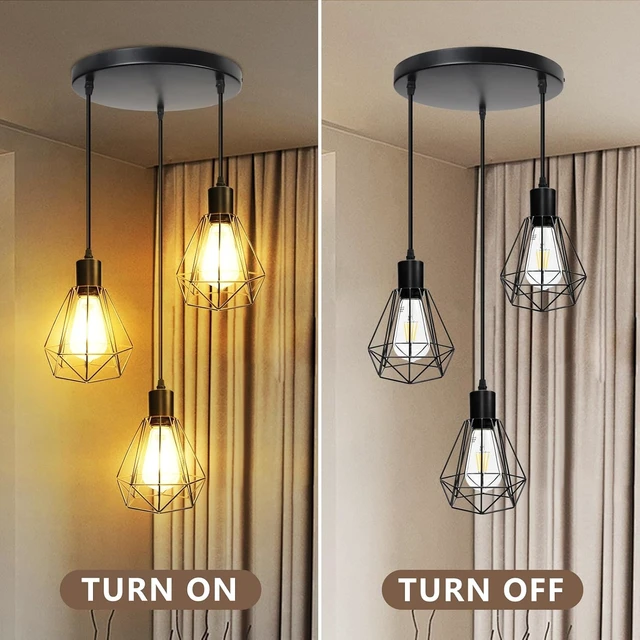 Alt view image 5 of 6 - LTBLIGHT 3-Light Matte Black Adjustable Pendant Light with E26 Base