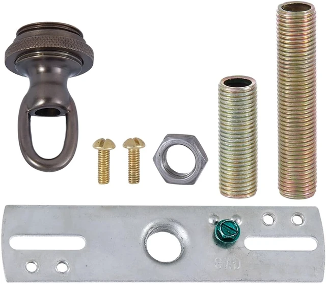 Alt view image 2 of 2 - B&P Lamp Antique Bronze Finish Cast Brass Screw Collar Ceiling Light Canopy Plate Kit