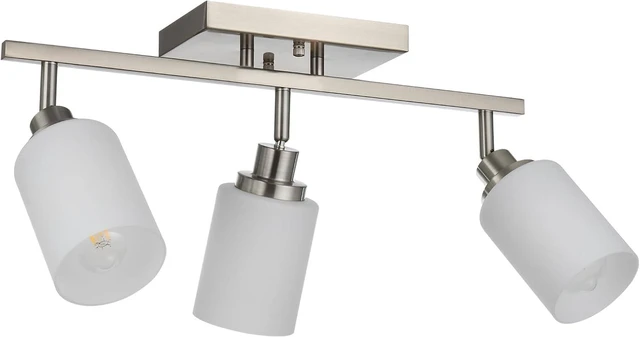 Main image of TODOLUZ Track Lighting Fixtures Ceiling, 3-Lights Brushed Nickel Wall Ceiling Spot Lighting with Opal White Glass, E26 Bulb Base