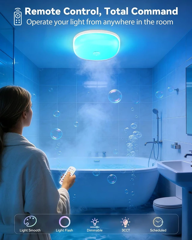 Alt view image 7 of 7 - Wireless Shower Light Waterproof, Spa Mood Lighting Shower Decor Multicolor