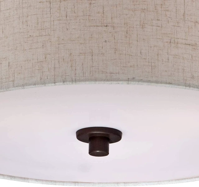 Alt view image 3 of 7 - Sylvan 14" Wide Modern Oatmeal Fabric Drum 3-Light Ceiling Fixture