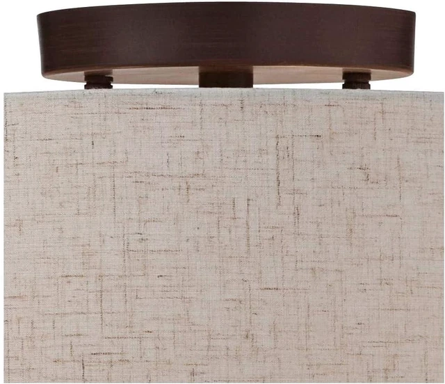 Alt view image 7 of 7 - Sylvan 14" Wide Modern Oatmeal Fabric Drum 3-Light Ceiling Fixture