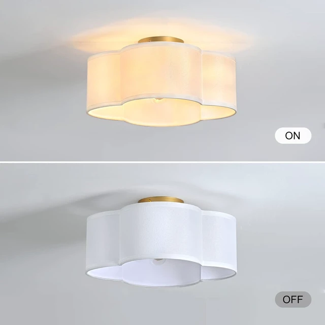 Alt view image 4 of 7 - Gold 4-Light Semi Flush Mount Ceiling Light White Fabric