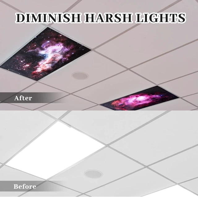 Alt view image 3 of 6 - ROCEEI 8 Pack Fluorescent Light Covers, 4 x 2 Feet Magnetic Nebular Covers Bulk for Ceiling Classroom Light, Reduce Glare, Easy Install, Filters for School, Home, Office, Hospitals Cubicle Decor