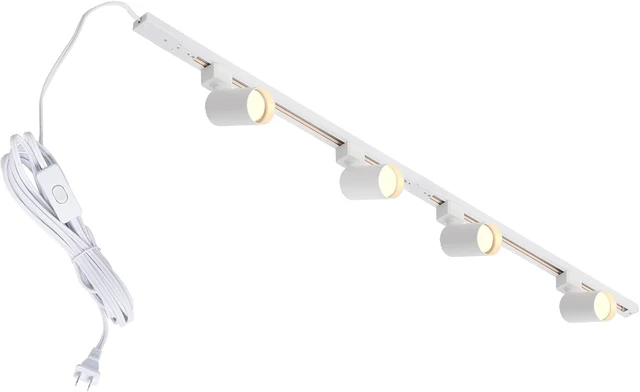 Main image of Plug in Track Lighting with Power Cord, 4-Light GU10 Track Lighting Kit with Track Rail, Modern Kitchen LED Track Lighting Fixtures Ceiling Wall Spot Light, 13FT Plug Cord, White (No Bulbs)