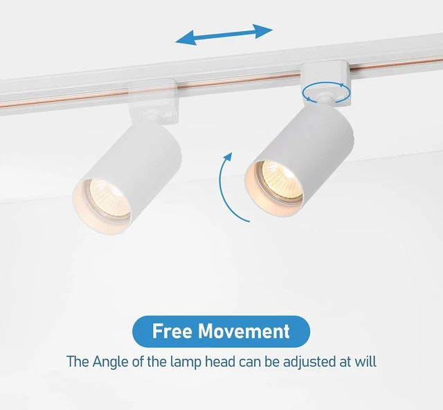 Alt view image 4 of 7 - Plug in Track Lighting with Power Cord, 4-Light GU10 Track Lighting Kit with Track Rail, Modern Kitchen LED Track Lighting Fixtures Ceiling Wall Spot Light, 13FT Plug Cord, White (No Bulbs)