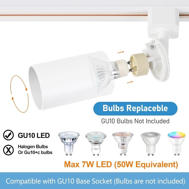 Alt view image 3 of 7 - Plug in Track Lighting with Power Cord, 4-Light GU10 Track Lighting Kit with Track Rail, Modern Kitchen LED Track Lighting Fixtures Ceiling Wall Spot Light, 13FT Plug Cord, White (No Bulbs)