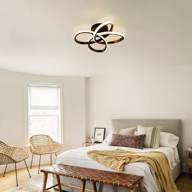 Alt view image 5 of 7 - Modern Ceiling Light, 36W LED Dimmable Ceiling Light with Remote Control, 3000-6000K Color Temperature Changing, Black Small Chandelier for Bedroom, Entryway, Hallway, Kitchen