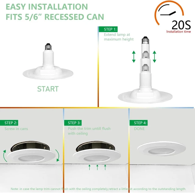 Alt view image 6 of 7 - Soliseed 5/6 Inch LED Can Lights Length Adjustable Downlight, 4 Pack
