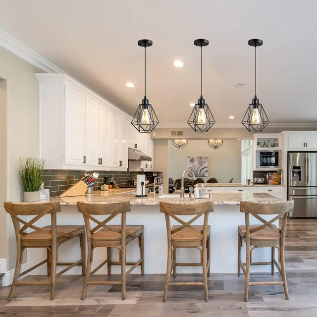 Alt view image 4 of 7 - 1 Pack Black Pendant LightIndustrial Farmhouse Pendant Light Bathroom Hanging Ceiling Lamp FixturesPendant Lights Kitchen IslandModern Kitchen Pendant Lightst,Kitchen Pendant Lights