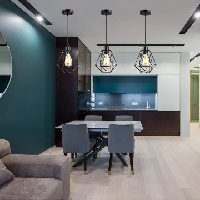 Alt view image 6 of 7 - 1 Pack Black Pendant LightIndustrial Farmhouse Pendant Light Bathroom Hanging Ceiling Lamp FixturesPendant Lights Kitchen IslandModern Kitchen Pendant Lightst,Kitchen Pendant Lights