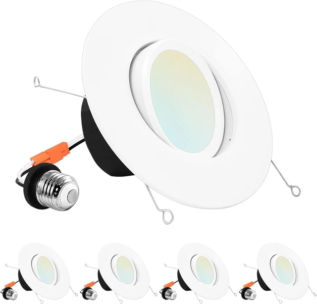 Main image of LUXRITE 5/6 Inch Gimbal LED Recessed Lighting Can Lights, 11W=90W (4 Pack)