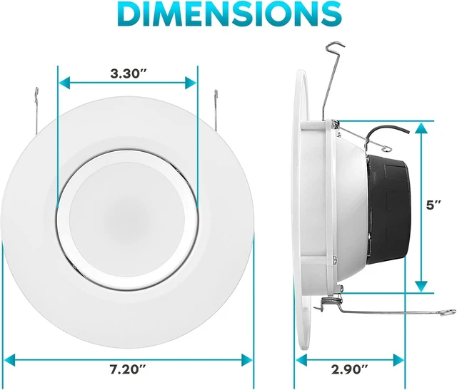 Alt view image 4 of 6 - LUXRITE 5/6 Inch Gimbal LED Recessed Lighting Can Lights, 11W=90W (4 Pack)