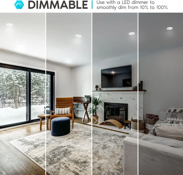 Alt view image 5 of 6 - LUXRITE 5/6 Inch Gimbal LED Recessed Lighting Can Lights, 11W=90W (4 Pack)