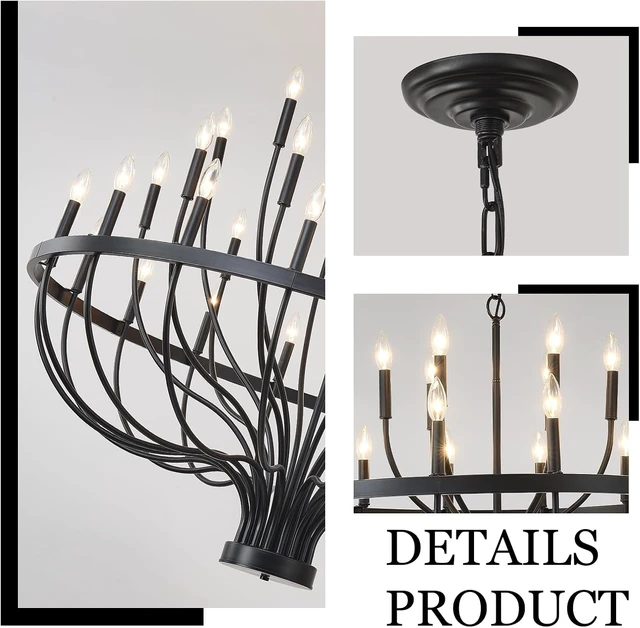 Alt view image 4 of 7 - HHR 48" Foyer Chandelier for High Ceilings 33-Light Farmhouse Light Fixture