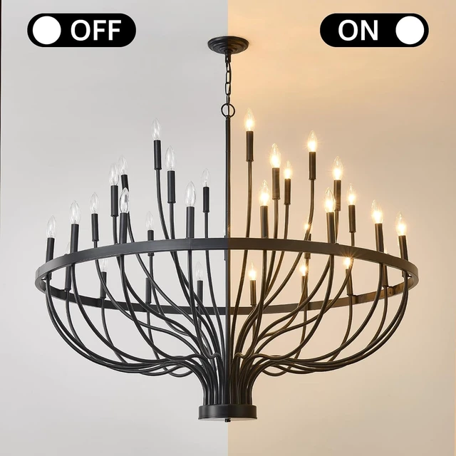 Alt view image 5 of 7 - HHR 48" Foyer Chandelier for High Ceilings 33-Light Farmhouse Light Fixture