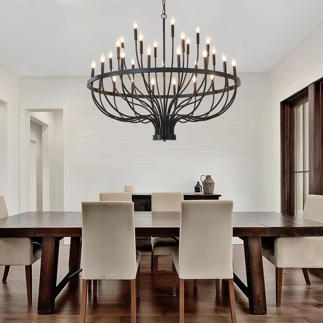 Alt view image 7 of 7 - HHR 48" Foyer Chandelier for High Ceilings 33-Light Farmhouse Light Fixture