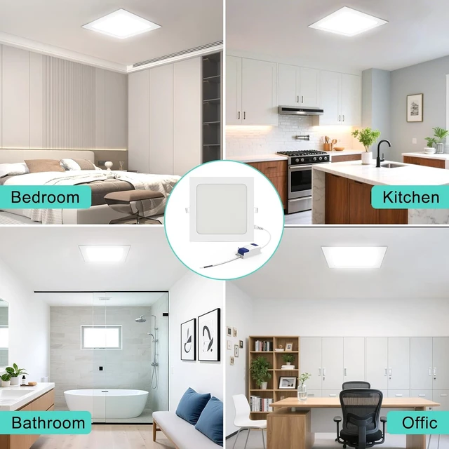 Alt view image 7 of 7 - Aolyty 18W Recessed LED Panel Lights, Square Ceiling Light, 8.89 in, 6000K