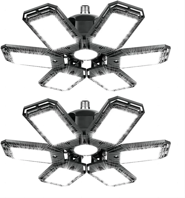 Main image of LED Garage Light - 15000 Lumen 6500K Daylight 150W, Six Leaf Led Garage Ceiling Lights, Pack of 2