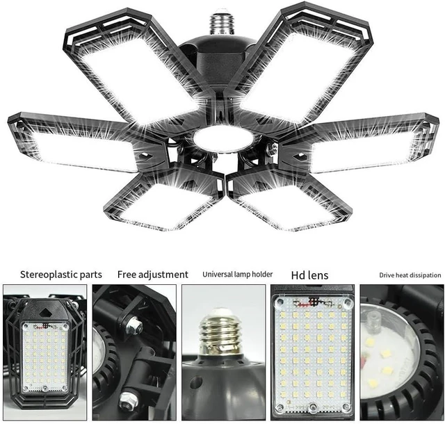 Alt view image 2 of 6 - LED Garage Light - 15000 Lumen 6500K Daylight 150W, Six Leaf Led Garage Ceiling Lights, Pack of 2