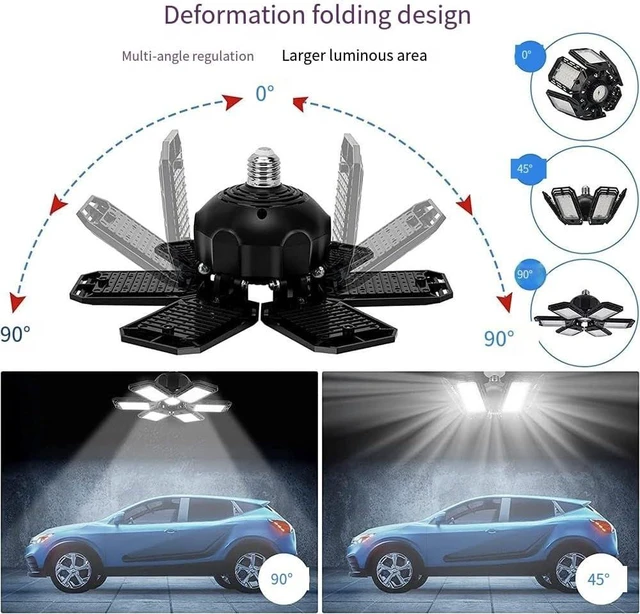 Alt view image 5 of 6 - LED Garage Light - 15000 Lumen 6500K Daylight 150W, Six Leaf Led Garage Ceiling Lights, Pack of 2