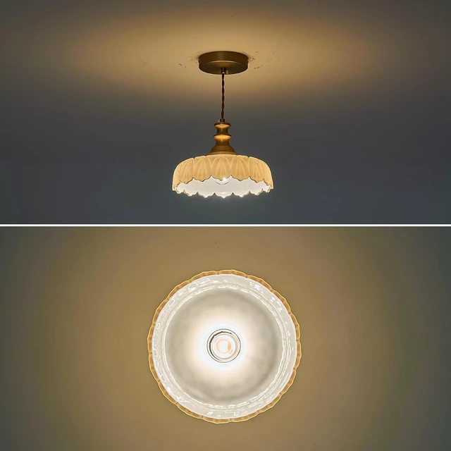 Alt view image 4 of 7 - HDDFL Vintage Pendant Lights Fixture Modern Pendant Lighting Fixtures Hanging Lamp for Kitchen Island Bedroom Living Room Hallway Brown and Brass