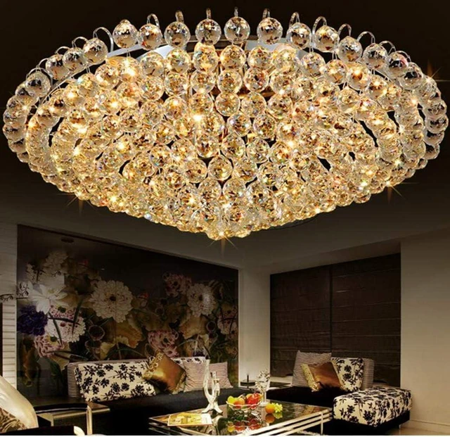 Main image of A Million Luxury Crystal Chandelier Flush Mount 31.5" Modern Minimalist Design Pendant 15-Light Ceiling Light Fixture for Living Room Bedroom Restaurant Kitchen Lobby, E12 Socket