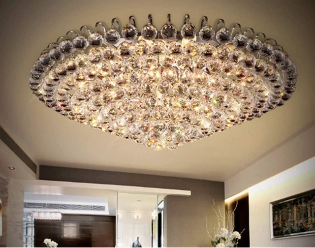 Alt view image 2 of 7 - A Million Luxury Crystal Chandelier Flush Mount 31.5" Modern Minimalist Design Pendant 15-Light Ceiling Light Fixture for Living Room Bedroom Restaurant Kitchen Lobby, E12 Socket
