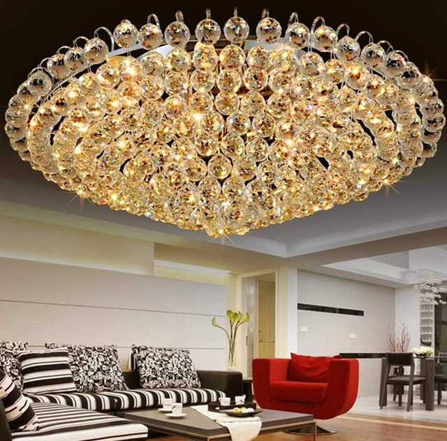 Alt view image 4 of 7 - A Million Luxury Crystal Chandelier Flush Mount 31.5" Modern Minimalist Design Pendant 15-Light Ceiling Light Fixture for Living Room Bedroom Restaurant Kitchen Lobby, E12 Socket