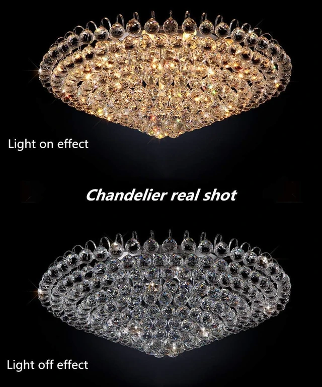 Alt view image 5 of 7 - A Million Luxury Crystal Chandelier Flush Mount 31.5" Modern Minimalist Design Pendant 15-Light Ceiling Light Fixture for Living Room Bedroom Restaurant Kitchen Lobby, E12 Socket