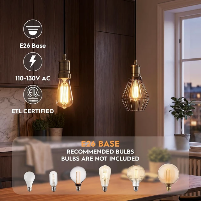 Alt view image 2 of 7 - Bronze Pendant Light kit Fitting Antique Style E26 Lampholder LP1165