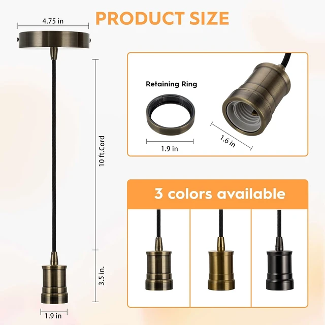Alt view image 3 of 7 - Bronze Pendant Light kit Fitting Antique Style E26 Lampholder LP1165