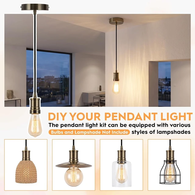 Alt view image 4 of 7 - Bronze Pendant Light kit Fitting Antique Style E26 Lampholder LP1165
