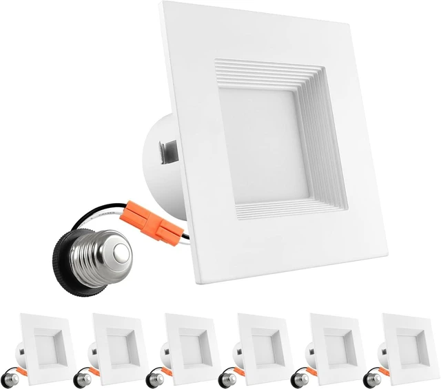 Main image of LUXRITE 4 Inch Square Recessed LED Can Lights, 750 Lumens Wet Rated, 6 Pack