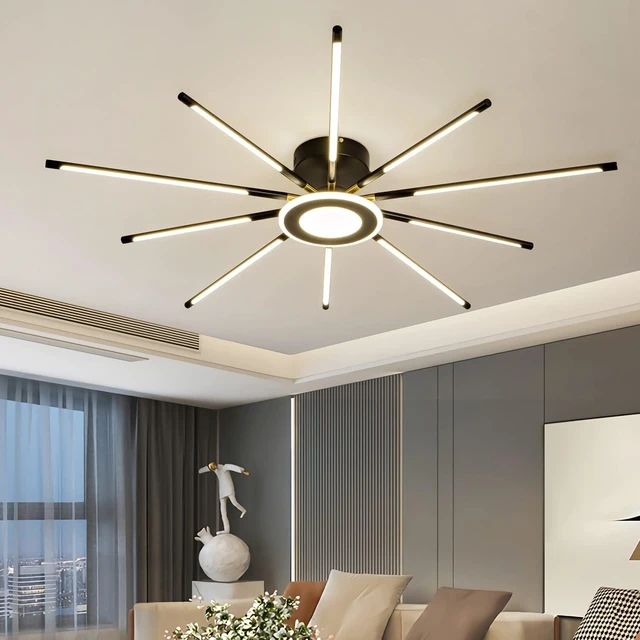 Main image of Modern LED Ceiling Light Recessed Mount Fixture Ceiling Mount Modern Dining Room Fixture 10 Head, 4000K Warm White Light for Living Room Bedroom Kitchen Island Hall Black Gold (D=42.5")