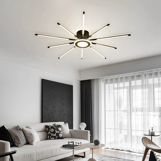 Alt view image 2 of 6 - Modern LED Ceiling Light Recessed Mount Fixture Ceiling Mount Modern Dining Room Fixture 10 Head, 4000K Warm White Light for Living Room Bedroom Kitchen Island Hall Black Gold (D=42.5")