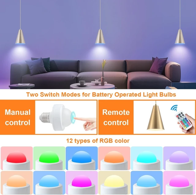 Alt view image 5 of 7 - Dijiahua Brushed Nickel Battery Operated Pendant Lights Kitchen Island 3 Pack with Remote Control,Modern Wireless Rechargeable RGB Color Temperatures Hanging Lamp Fixtures with Silver Metal Shade