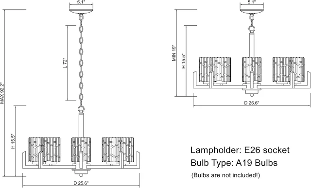 Alt view image 7 of 7 - ALICE HOUSE 25.6" Dining Room Chandeliers, 8 Light Brushed Brass Contemporary Light Fixture for Kitchen, Bedroom and Living Room, ETL Listed, AL2218-H8
