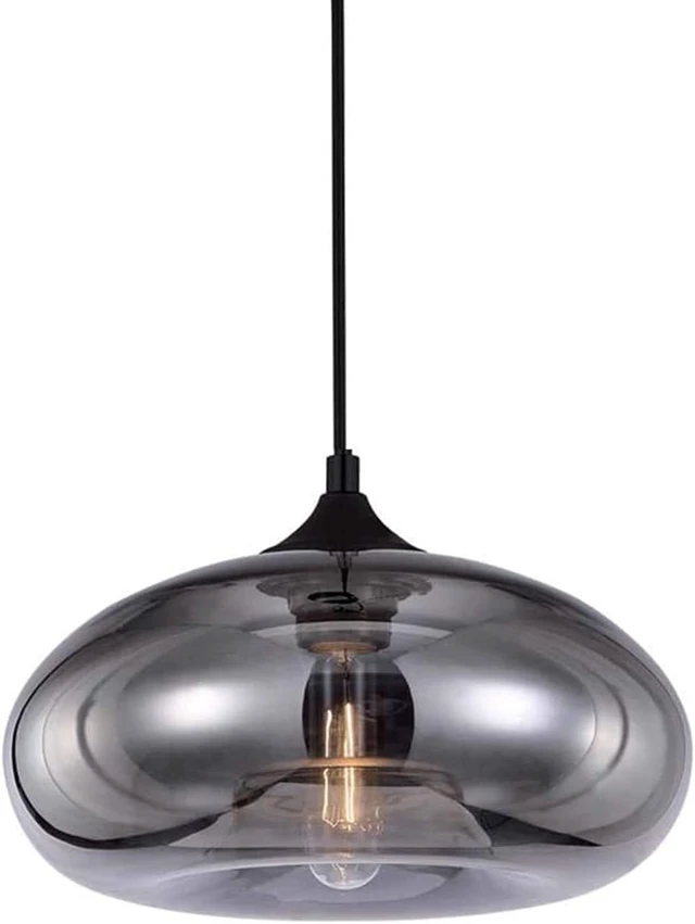 Main image of Industrial Shape of Onion Vintage Chandelier E27 Pendant Light Ceiling Lamp Colorful Glass Cage (Mirror Grey)