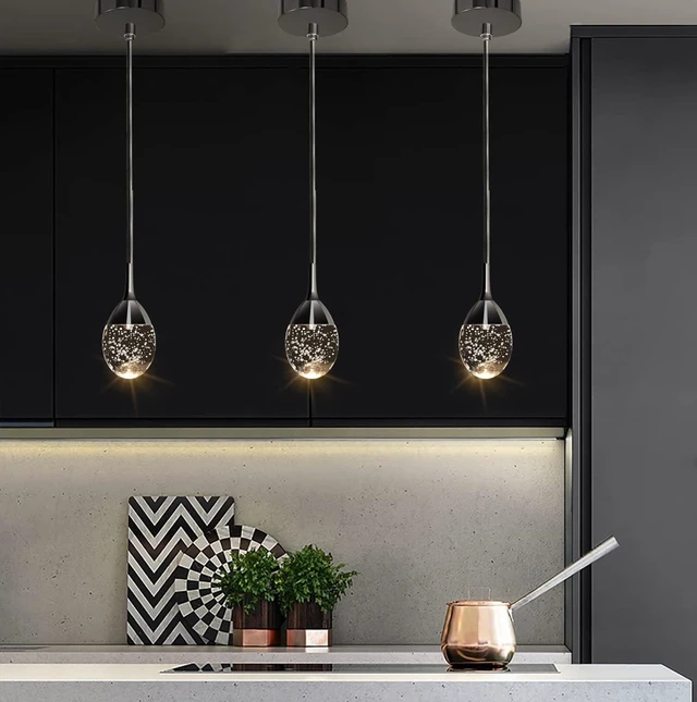 Alt view image 4 of 7 - Teardrop Crystal Pendant Light, Black Hanging Ceiling Lighting Fixtures, Modern LED Bubble Kitchen Bar Lights Dimmable with Adjustable Metal Rods for Bathroom Dining Room