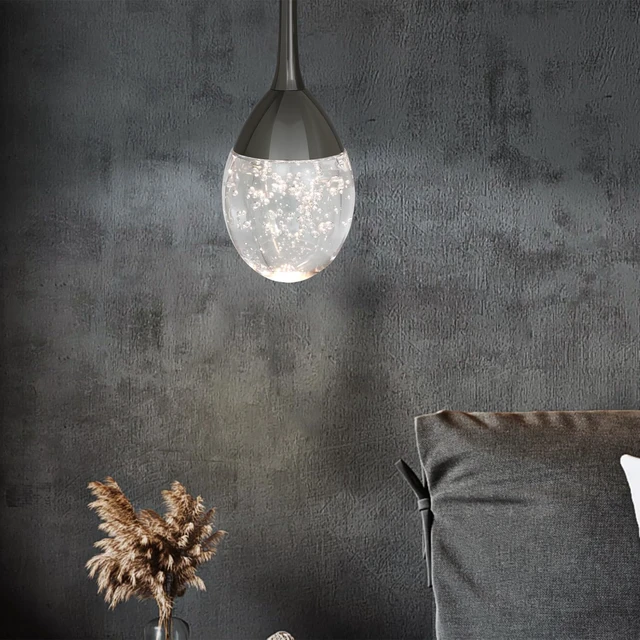 Alt view image 7 of 7 - Teardrop Crystal Pendant Light, Black Hanging Ceiling Lighting Fixtures, Modern LED Bubble Kitchen Bar Lights Dimmable with Adjustable Metal Rods for Bathroom Dining Room