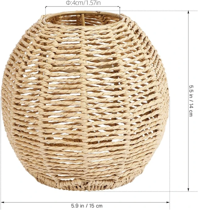 Alt view image 2 of 7 - Cabilock Small Woven Lamp Shade, Khaki Pendant Light Replacement Shade