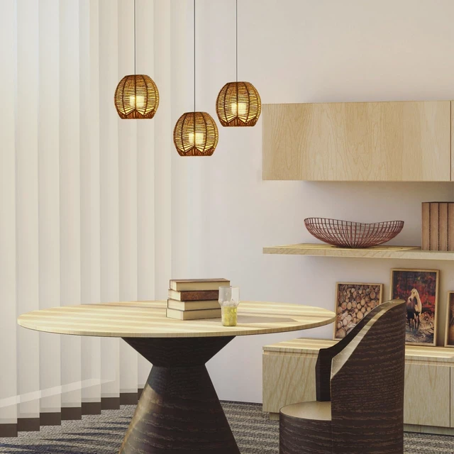 Alt view image 5 of 7 - Cabilock Small Woven Lamp Shade, Khaki Pendant Light Replacement Shade