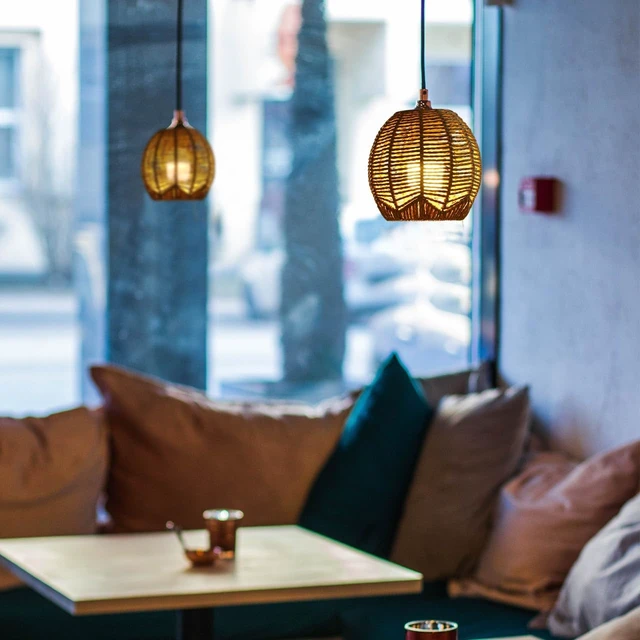 Alt view image 7 of 7 - Cabilock Small Woven Lamp Shade, Khaki Pendant Light Replacement Shade