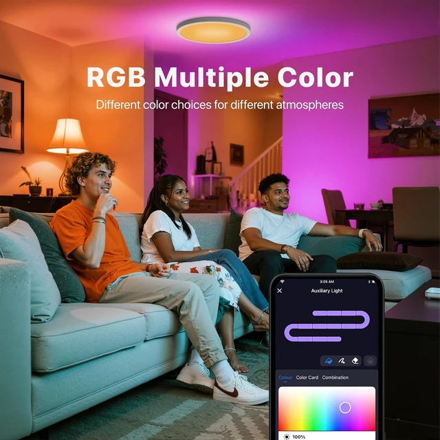 Alt view image 3 of 7 - 12 Inch Smart RGB LED Flush Mount Ceiling Light (1 Pcs)