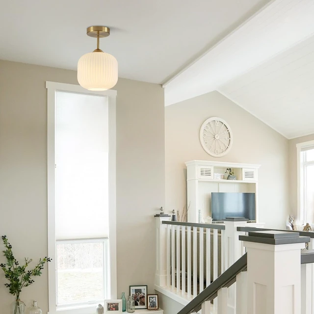 Alt view image 6 of 7 - Gold White Glass Flush Mount Ceiling Light for Hallway (2 Pack)