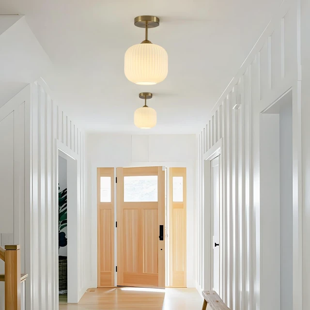 Alt view image 5 of 7 - Gold White Glass Flush Mount Ceiling Light for Hallway (2 Pack)
