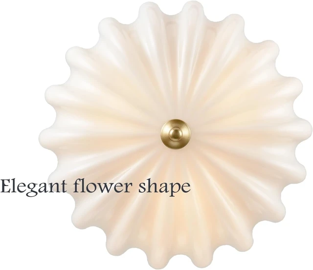 Alt view image 3 of 7 - Modern Gold Ceiling Light Fixture with Milky Glass Shade