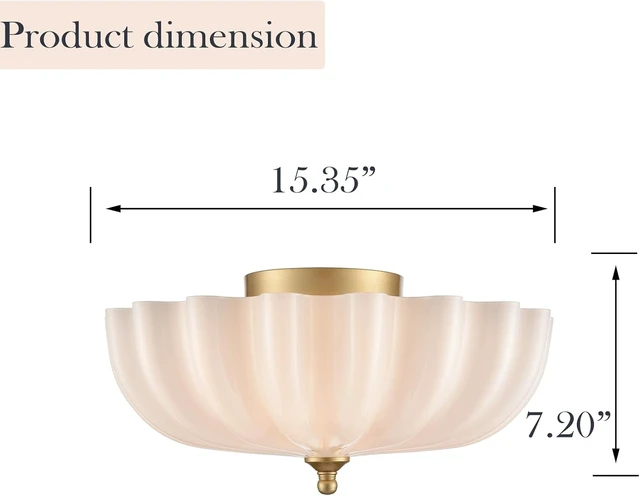 Alt view image 5 of 7 - Modern Gold Ceiling Light Fixture with Milky Glass Shade