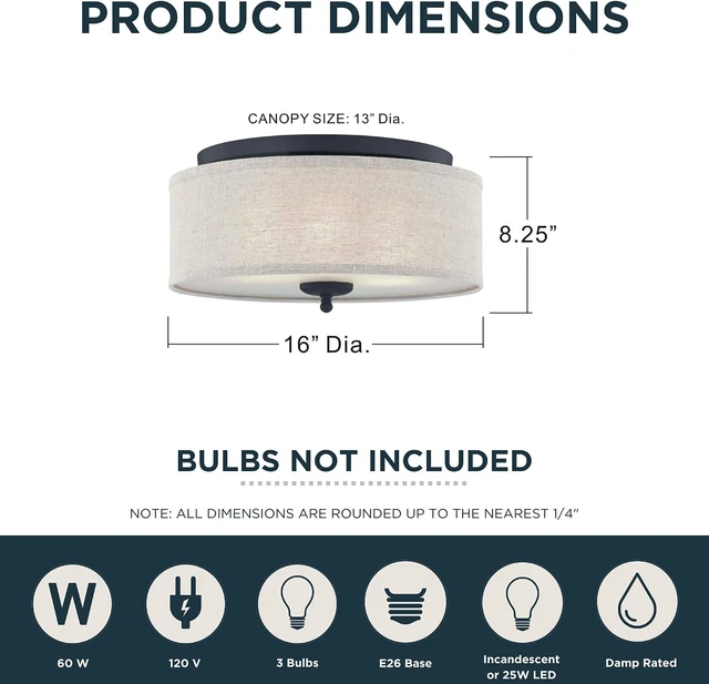Alt view image 3 of 7 - Quoizel Blanche 16" Flush Mount Ceiling Light, Matte Black